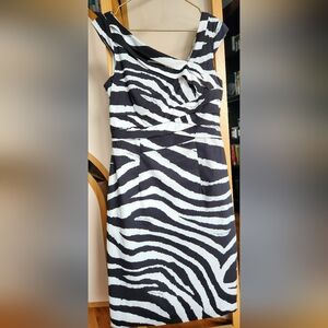 Karen Millen Zebra print dress Asymmetric neckline&back detail. 8US/12UK/EU40